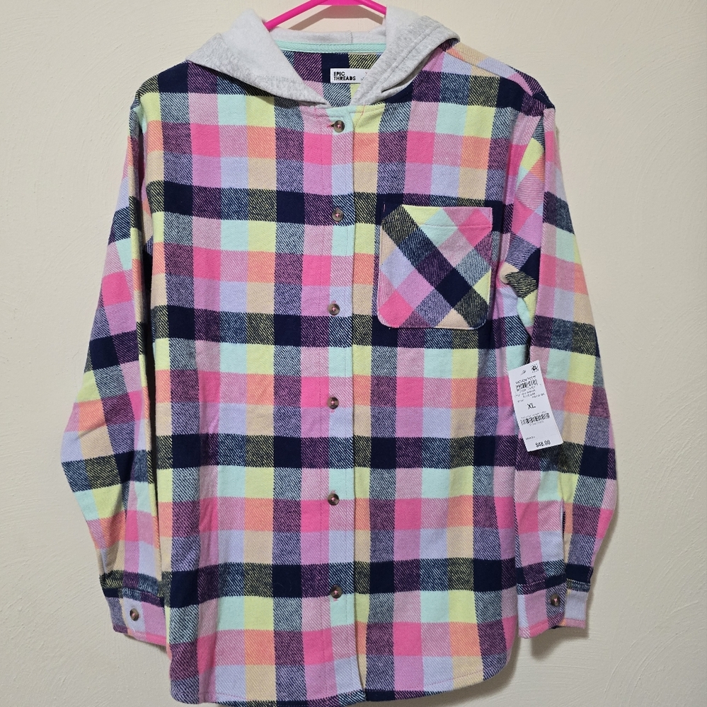 Colorful Plaid Kids Shacket